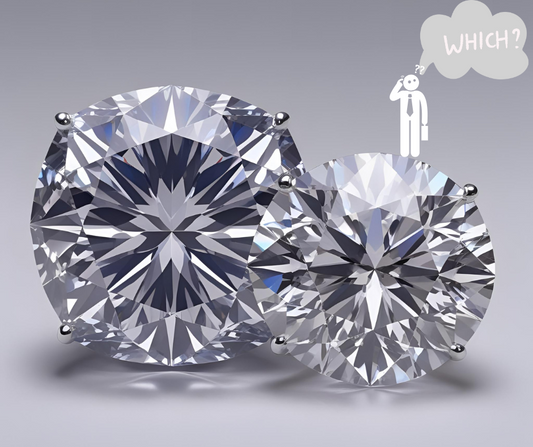Moissanite next to a Diamond