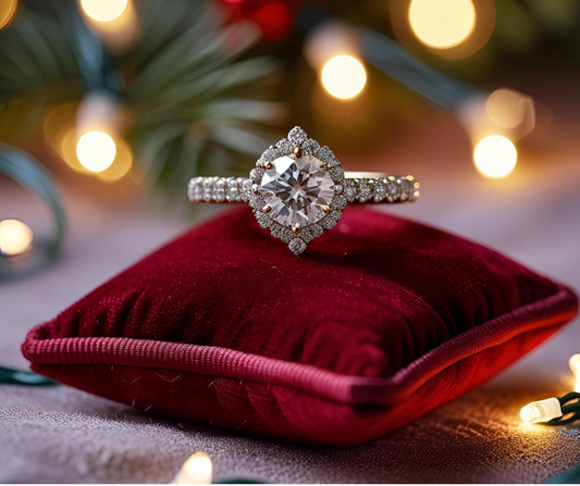Lab grown diamond with a Christmas setting