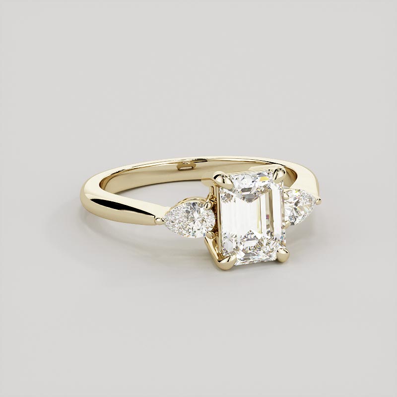 Emerald Cut Diamond Trilogy Engagement