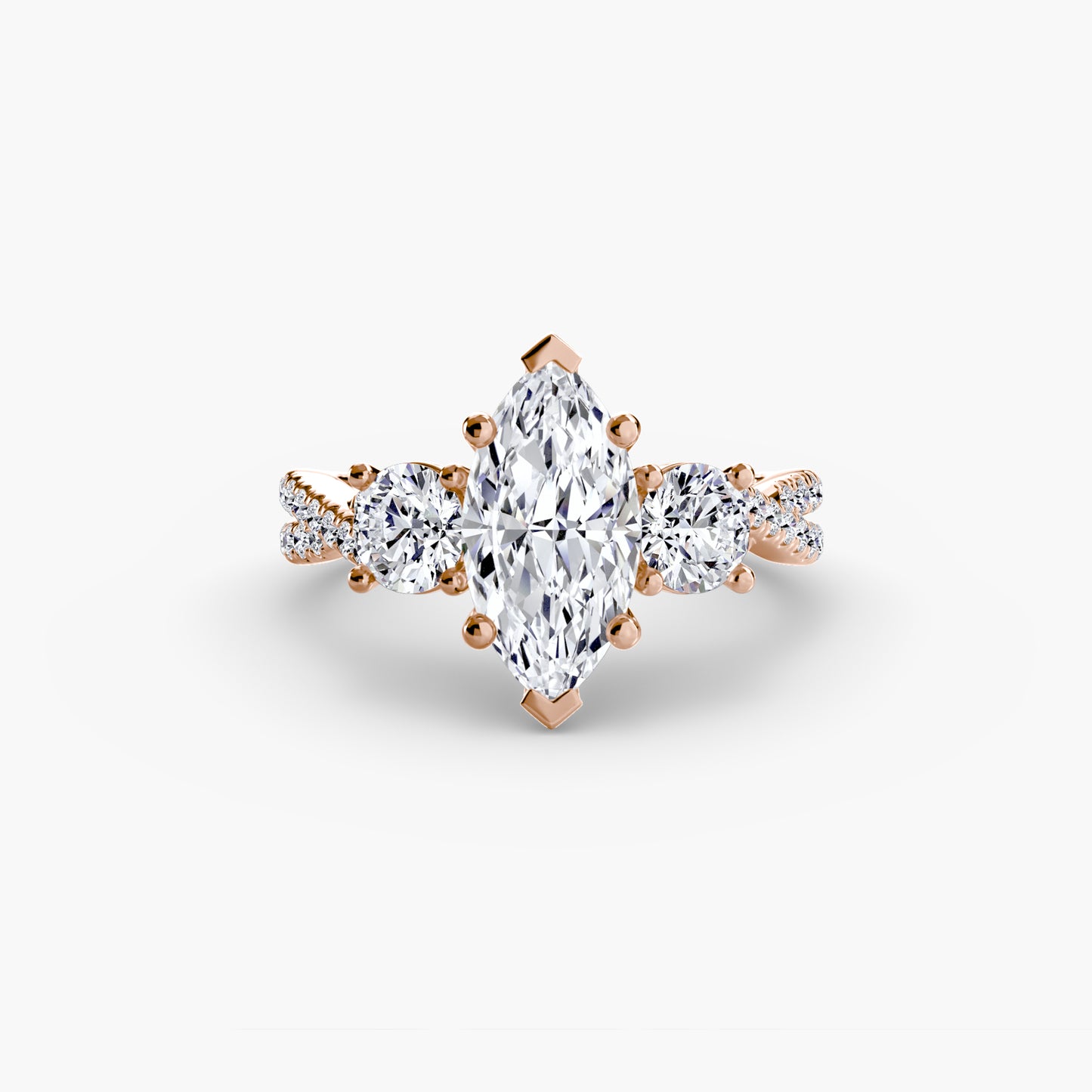 Trinity Pavé Grace I 18k Rose Gold Ring - 1.5ct Centre Stone