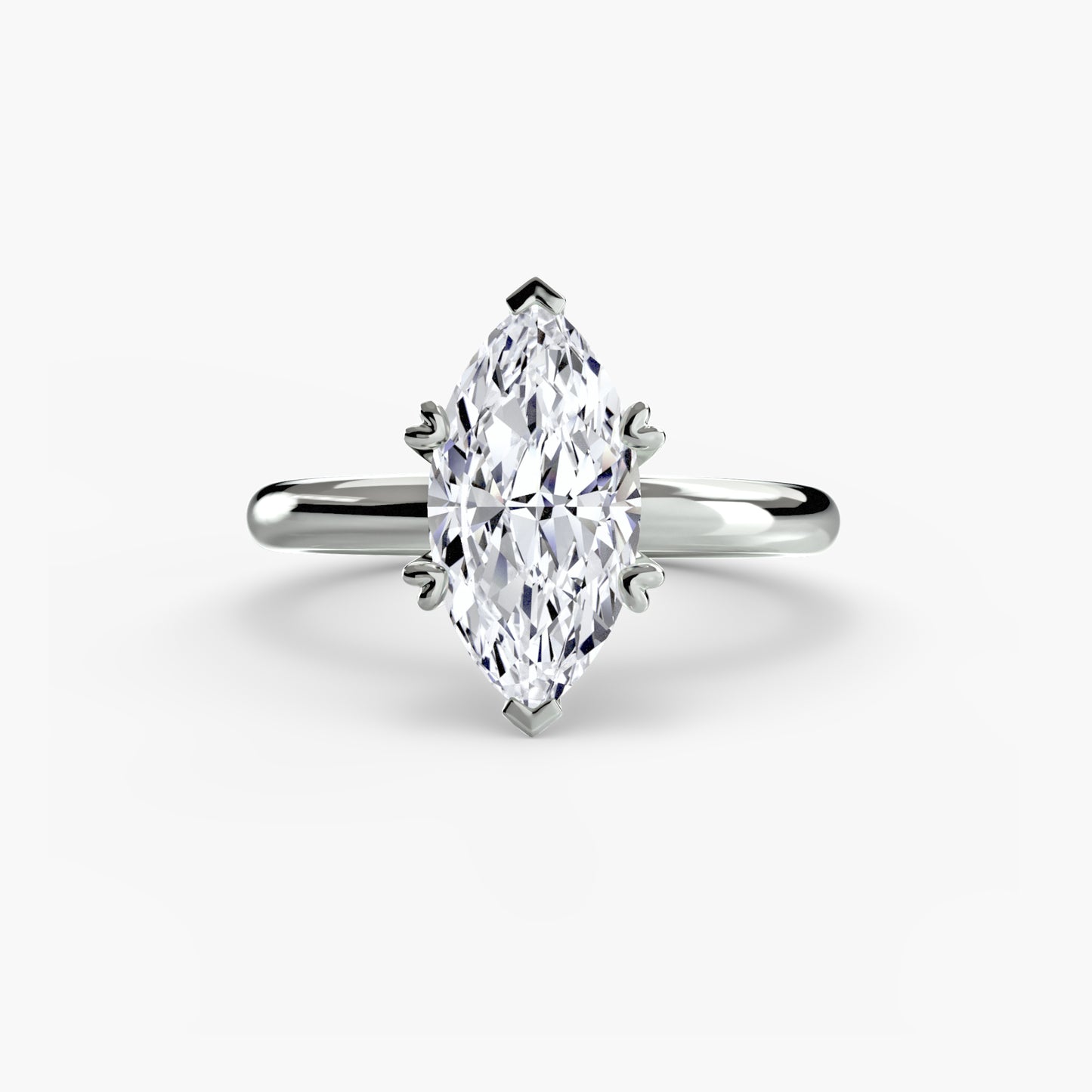 18K White Gold Marquise cut lab grown diamond ring - Solitaire ring 5