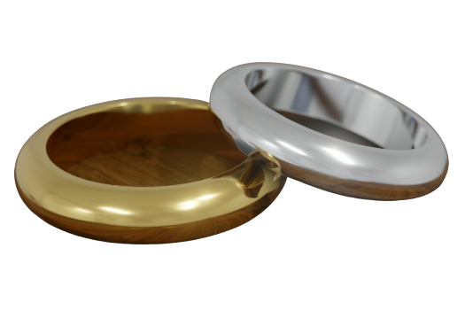 Gold and silver ring resting on each other, begging the question Gold vs Silver?