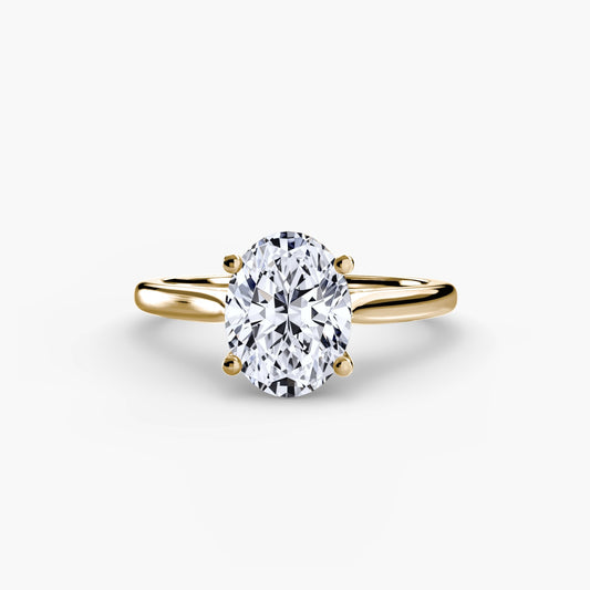 Gold Oval Solitaire diamond ring