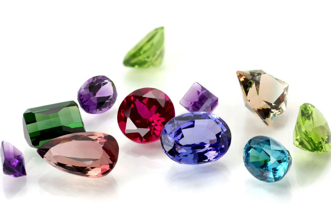 Recycled gemstones in this photo ready to be reused 