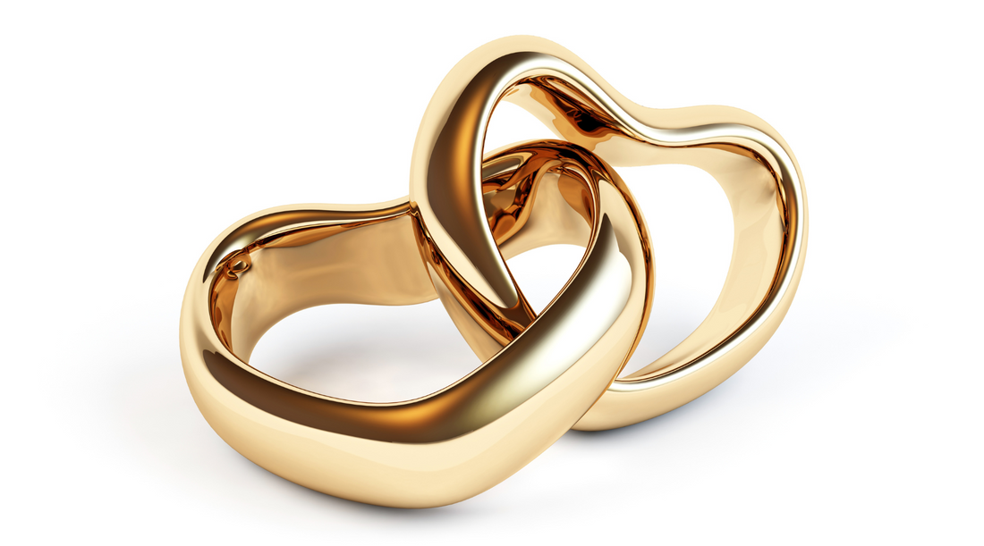 2 love heart rings linked together