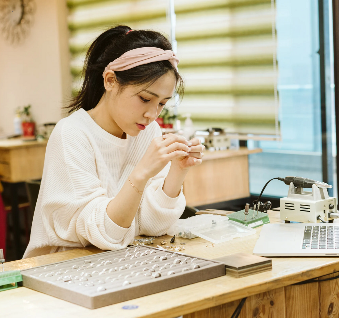 Lady designing jewellery 