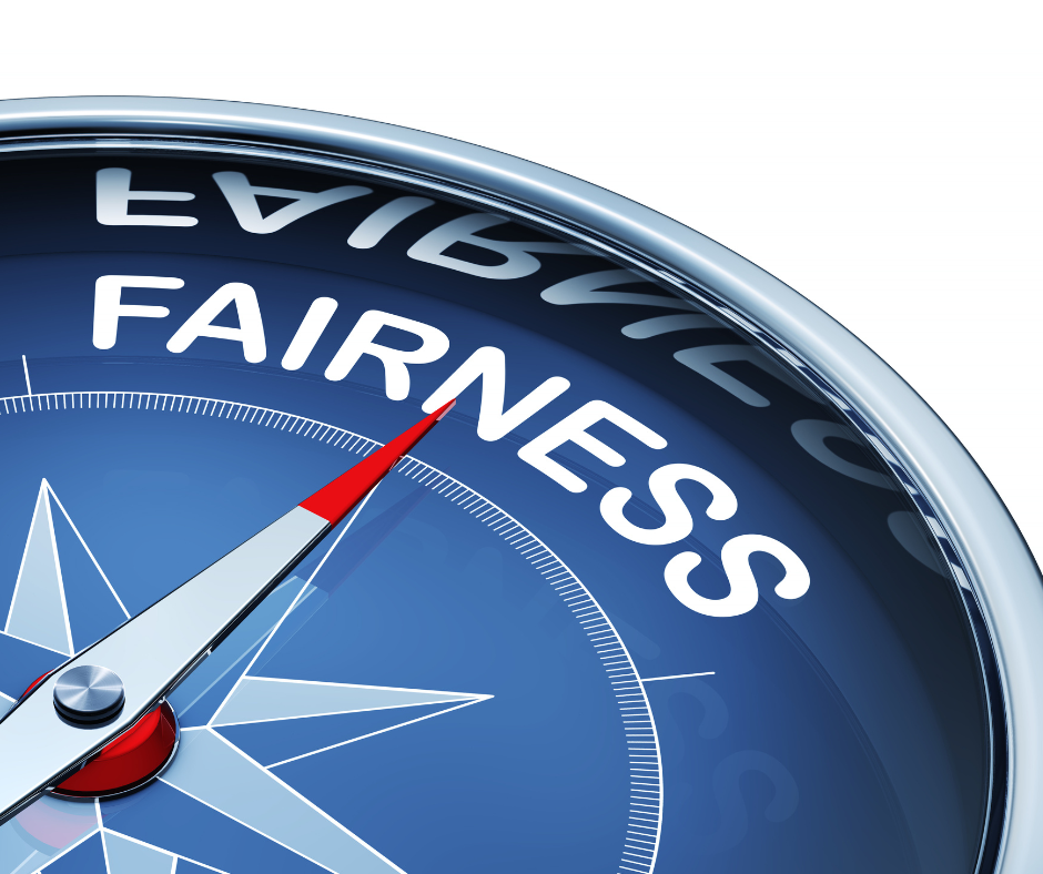 Picture of a compass pointing to fairness