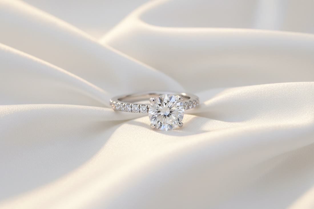diamond ring on silk background