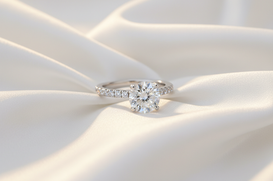 diamond ring on silk background