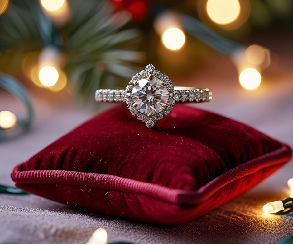 Lab grown diamond with a Christmas setting
