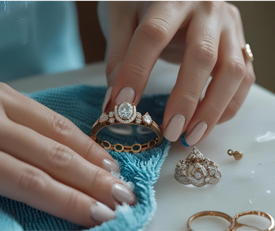 Lady cleaning jewellery