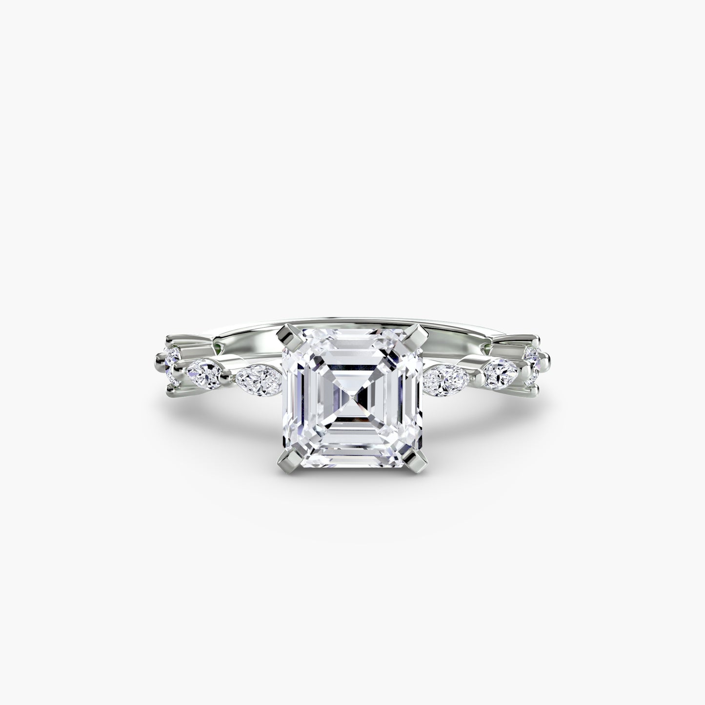 Solitaire with Eternity Pavé 18K White Gold Ring