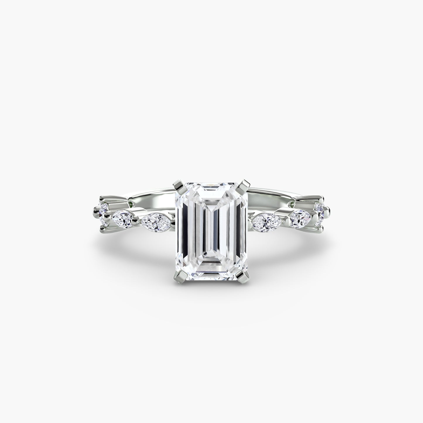 Solitaire with Eternity Pavé 18K White Gold Ring