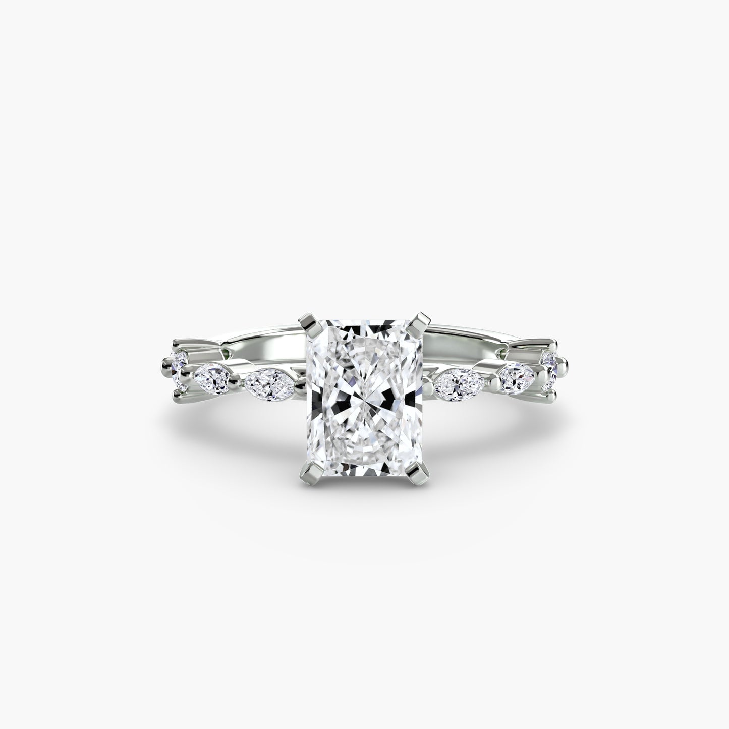Solitaire with Eternity Pavé 18K White Gold Ring