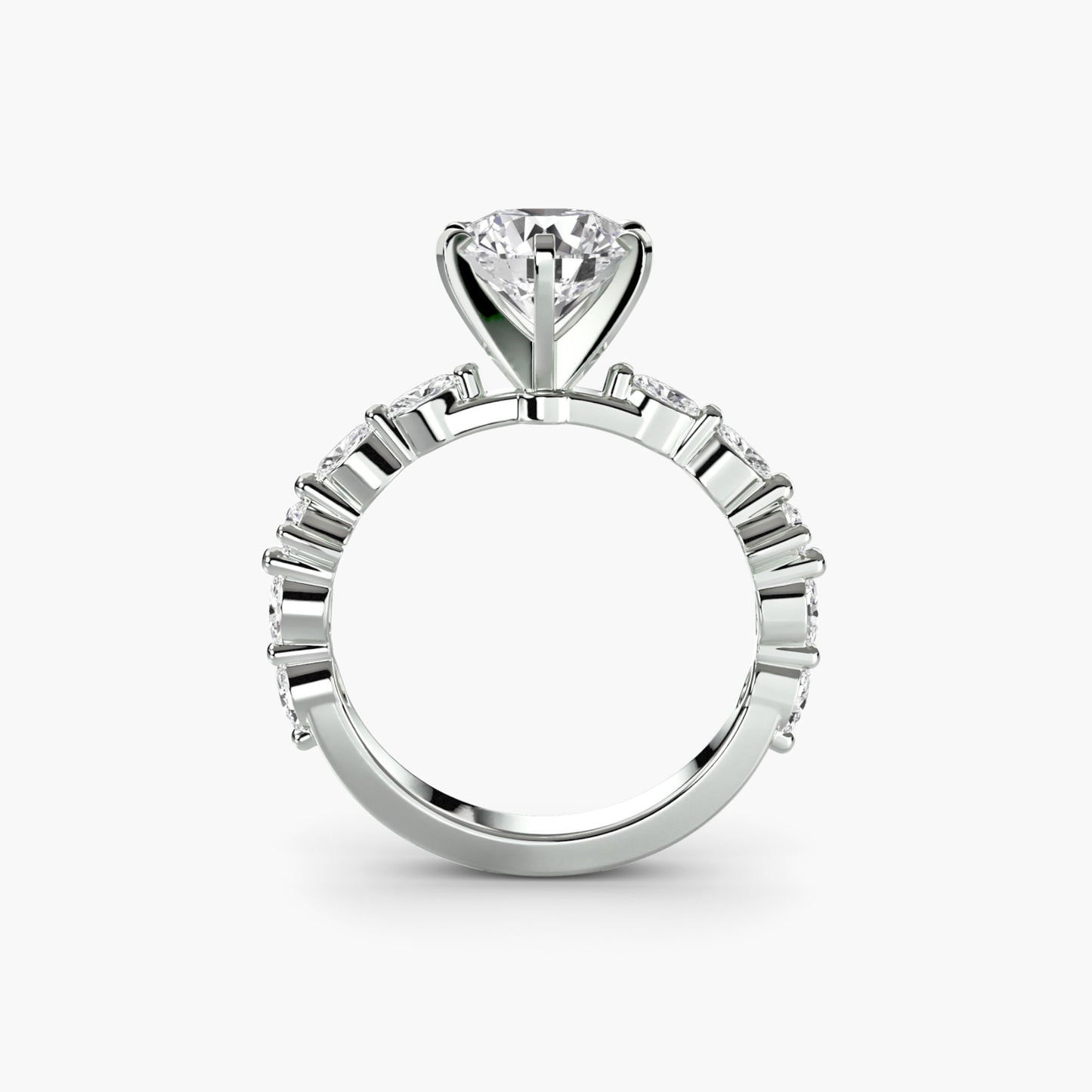 Solitaire with Eternity Pavé 18K White Gold Ring