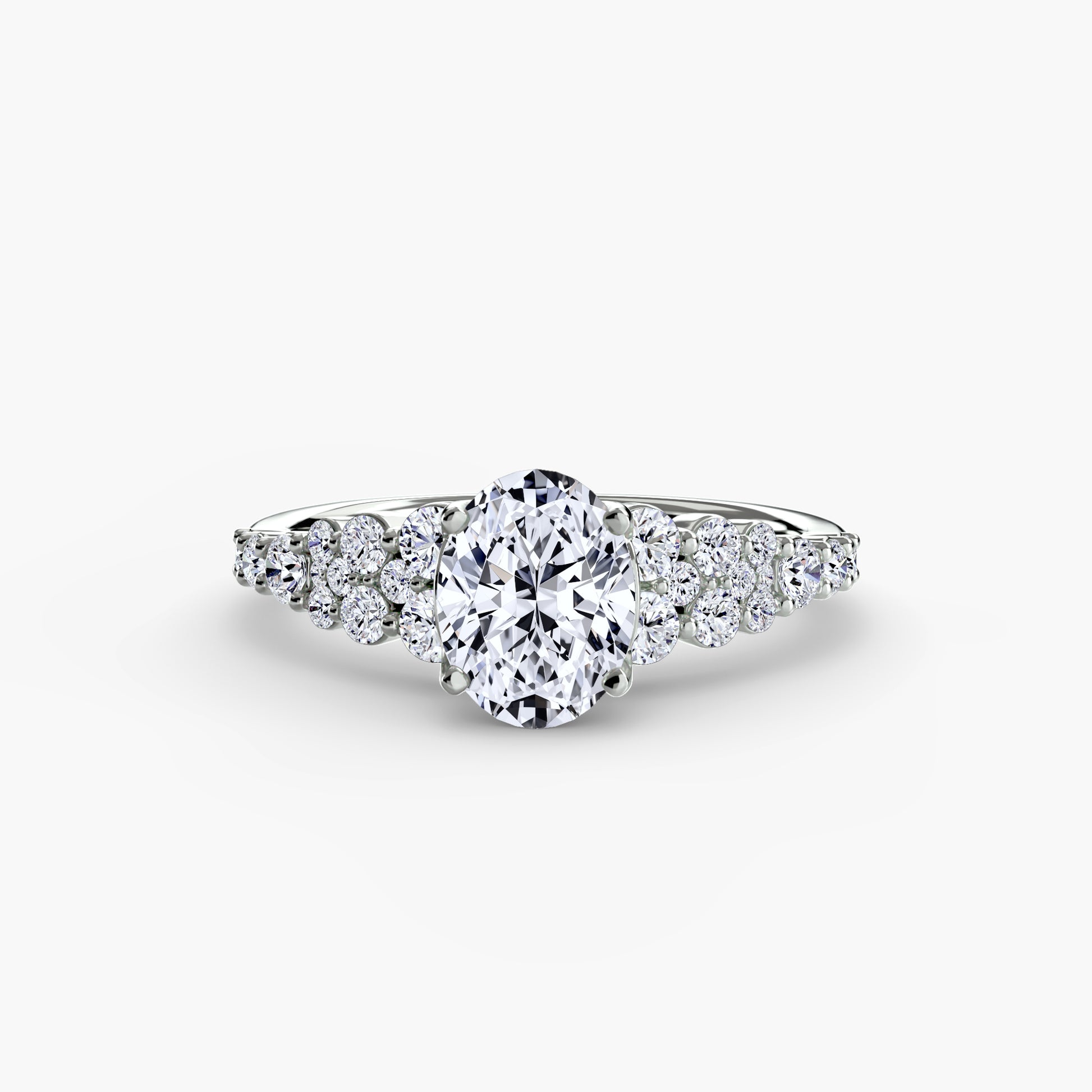 18K White Gold Oval cut lab grown diamond ring - The Celestial Cluster Ring
