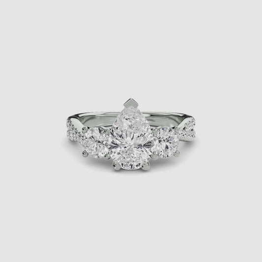 Trinity Pavé Grace I 18k White Gold Ring - 1.5ct Centre Stone