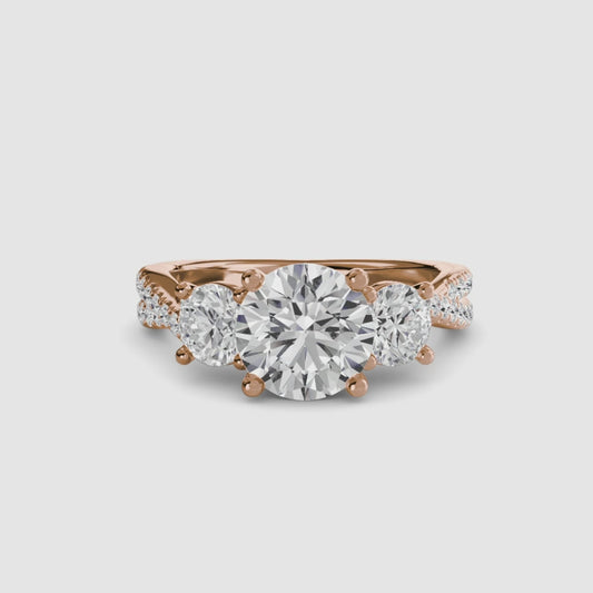 Trinity Pavé Grace I 18k Rose Gold Ring - 1.5ct Centre Stone